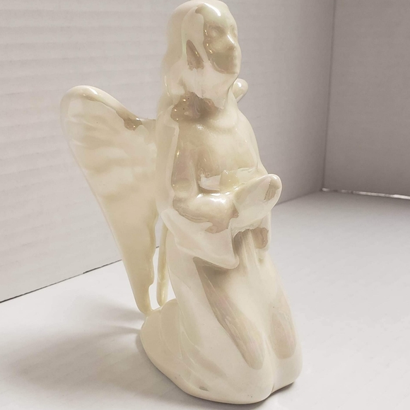 Ceramic Iridescent Praying on knees Angel Figurine - Picture 2 of 6